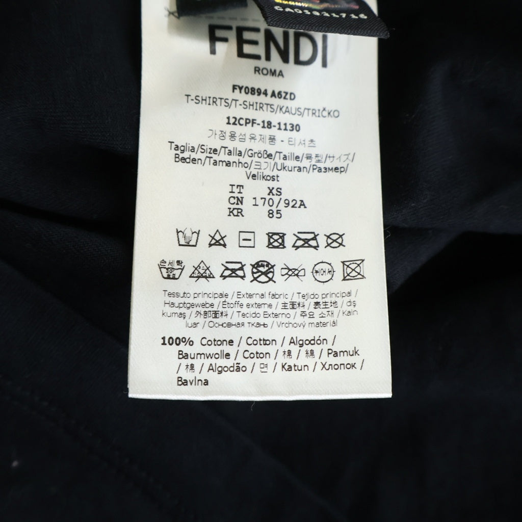 FENDI(フェンディ) モンスターアイ バッグバグズ プリント クルーネック半袖Tシャツカットソー ブラック FY0894 A6ZD