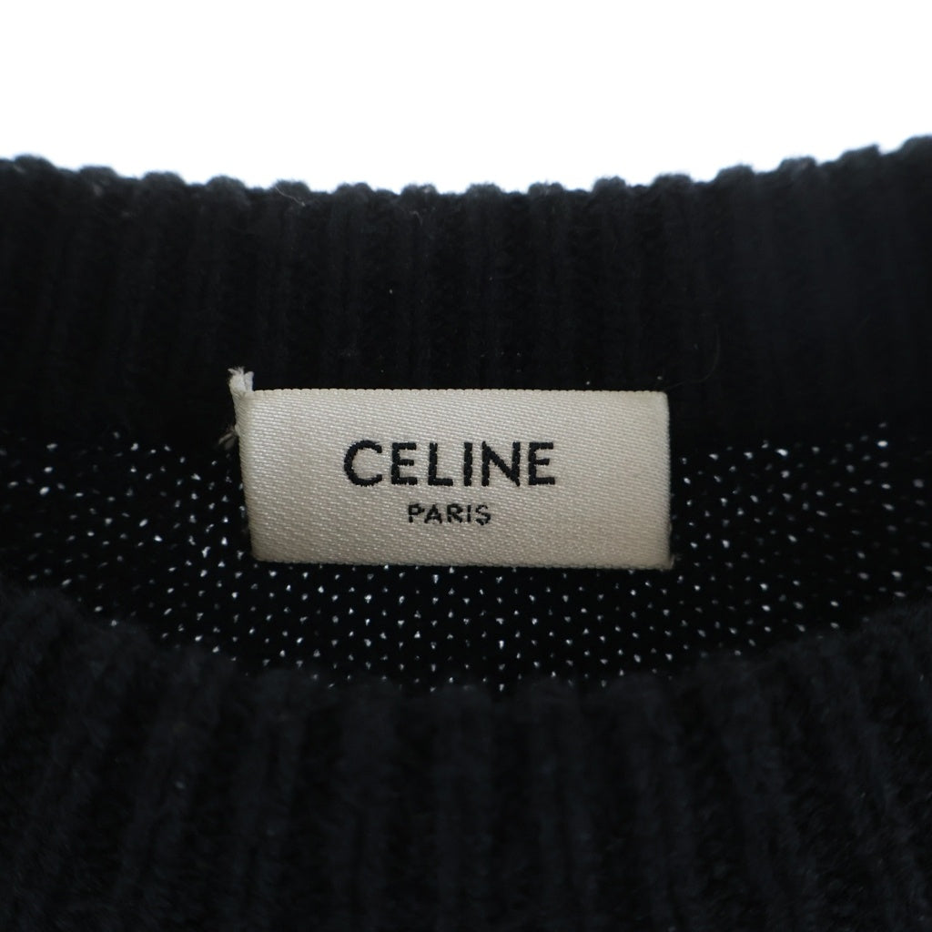 CELINE(セリーヌ) トリオンフセーター クルーネック長袖ケーブルニットカシミアセーター ブラック 2AC85048T-38OW