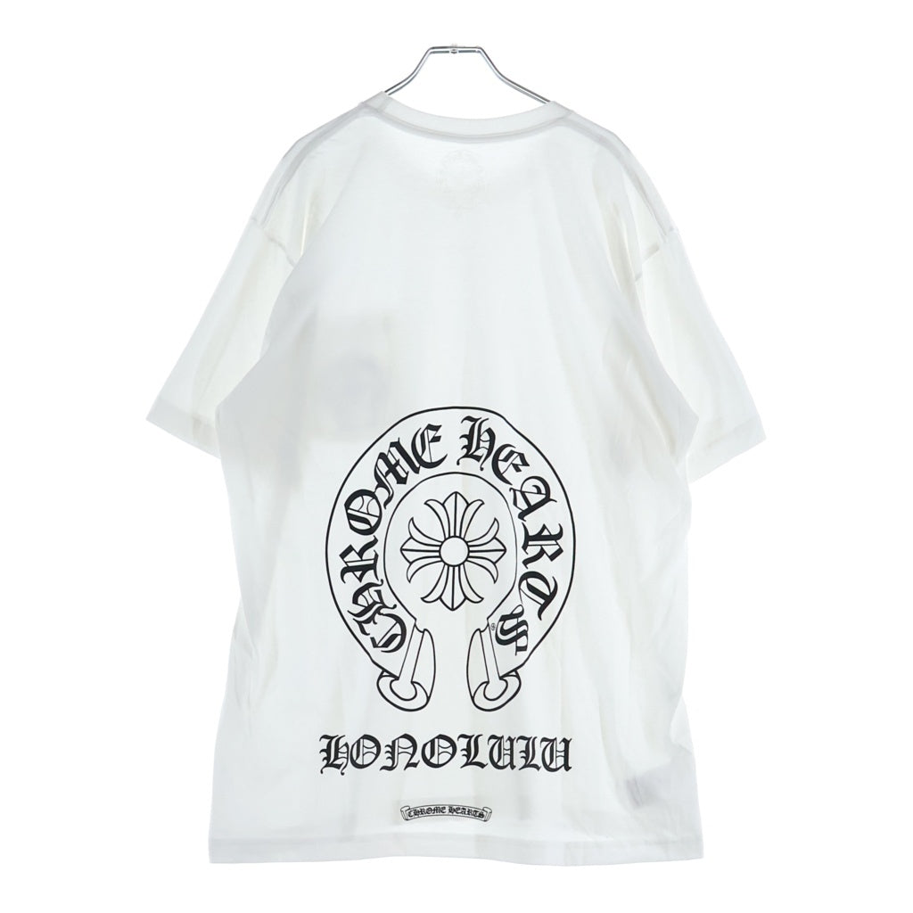 CHROME HEARTS(クロムハーツ) S/S バックホースシュー ホノルルプリント クルーネック半袖Tシャツカットソー ホワイト