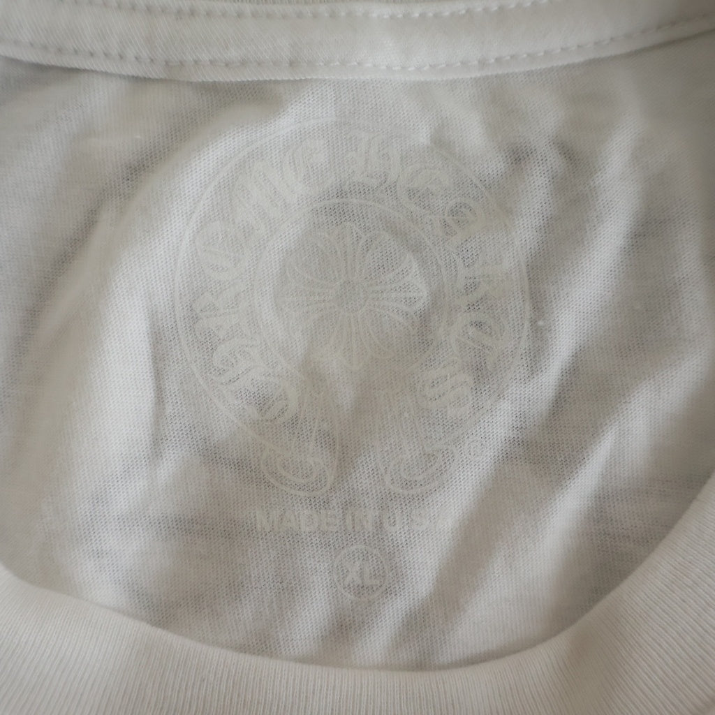 CHROME HEARTS(クロムハーツ) S/S バックホースシュー ホノルルプリント クルーネック半袖Tシャツカットソー ホワイト
