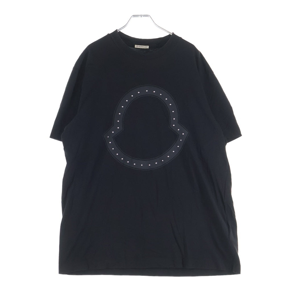 MONCLER(モンクレール) 21SS フロントスタッズロゴプリント クルーネック半袖Tシャツカットソー ブラック H10918C00015
