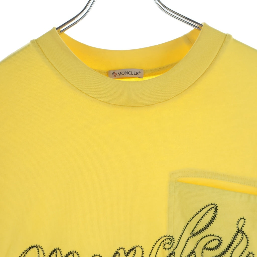 MONCLER(モンクレール) 22SS フロントロゴ刺繍 胸ポケット クルーネック半袖Tシャツカットソー イエロー I10918C00005