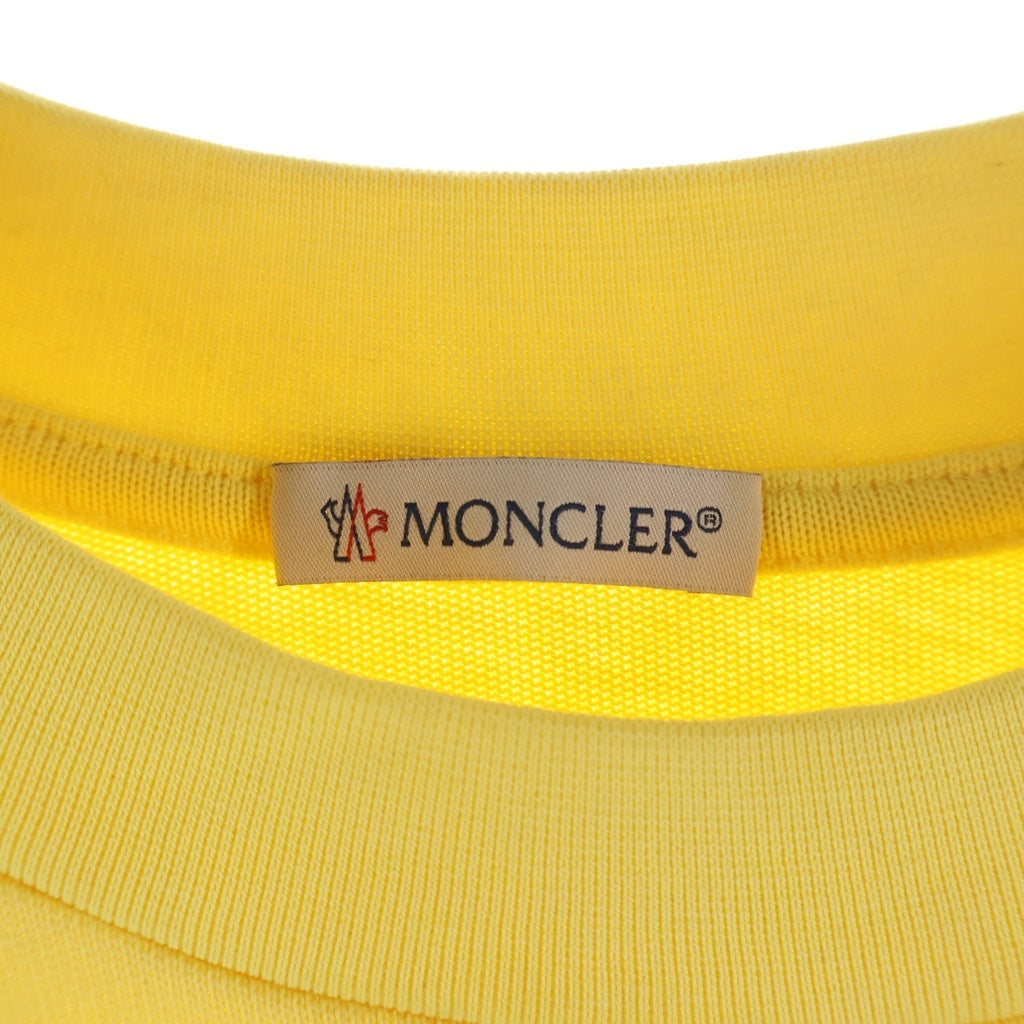 MONCLER(モンクレール) 22SS フロントロゴ刺繍 胸ポケット クルーネック半袖Tシャツカットソー イエロー I10918C00005