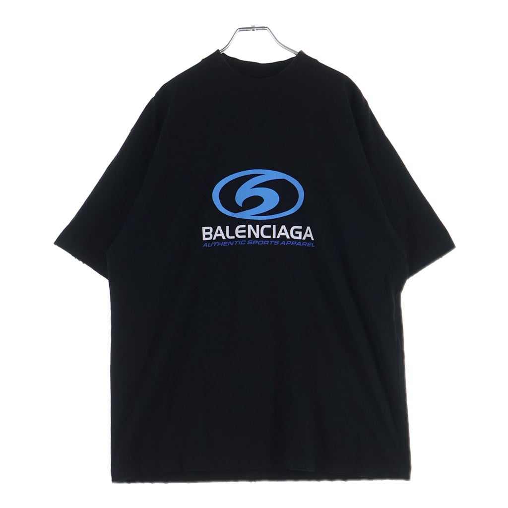 BALENCIAGA(バレンシアガ) 24SS SURFER Medium Fit Tee 764235 サーファー ミディアム フィット フロントロゴプリント クルーネック半袖Tシャツカットソー ブラック