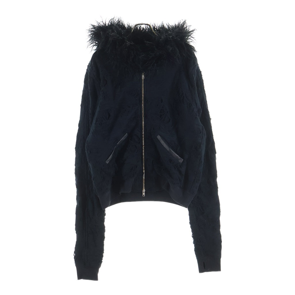 FILTH(フィルス) 25AW DESTROY ZIP UP FL252CS01 BLKデストロイ ダメージ加工 ジップアップ ファージャケット ブラック