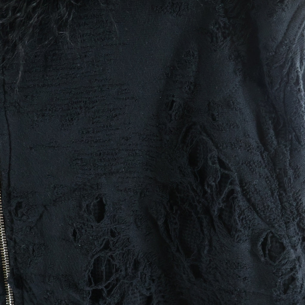 FILTH(フィルス) 25AW DESTROY ZIP UP FL252CS01 BLKデストロイ ダメージ加工 ジップアップ ファージャケット ブラック