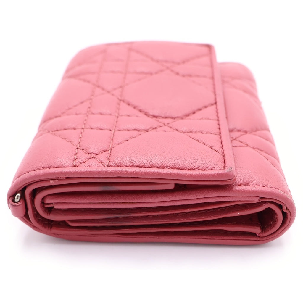 DIOR(ディオール) LadyDior Louts S01810NMJ レディディール カナージュ コンパクトウォレット 二つ折り財布 レディース ピンク