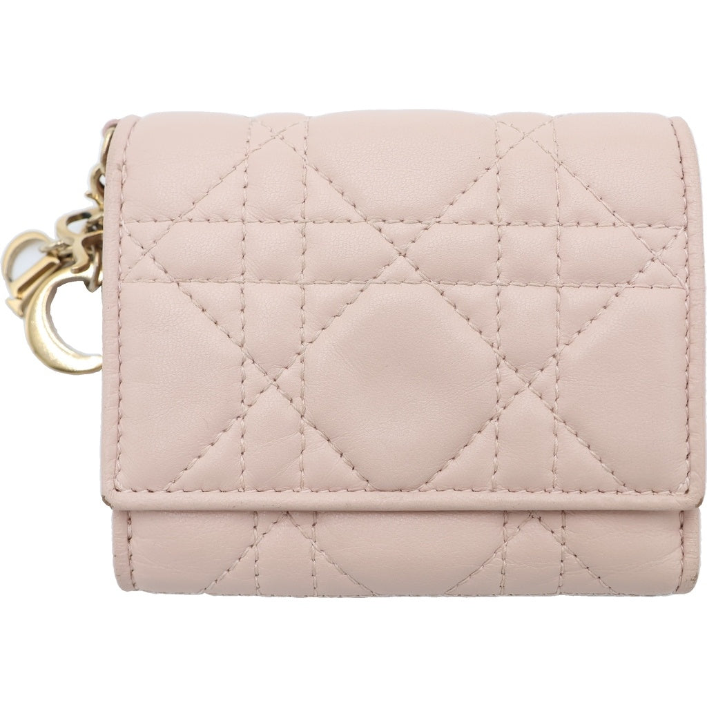 DIOR(ディオール) LadyDior Louts S01810NMJ レディディール カナージュ コンパクトウォレット 二つ折り財布 レディース ベージュ