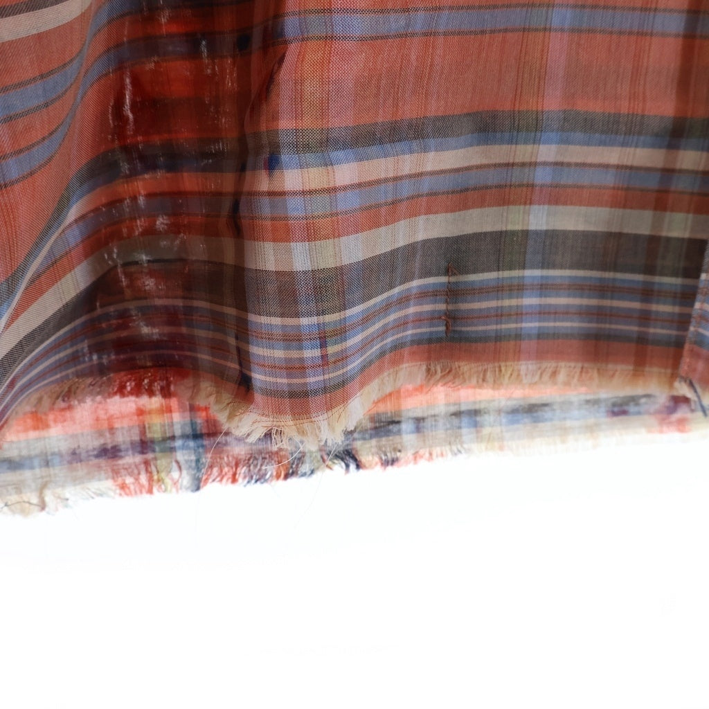 doublet(ダブレット) 22SS BLEACHED GAUZE SHIRT 22SS25SH105 ブリーチド ガーゼ 長袖チェックシャツ レッド