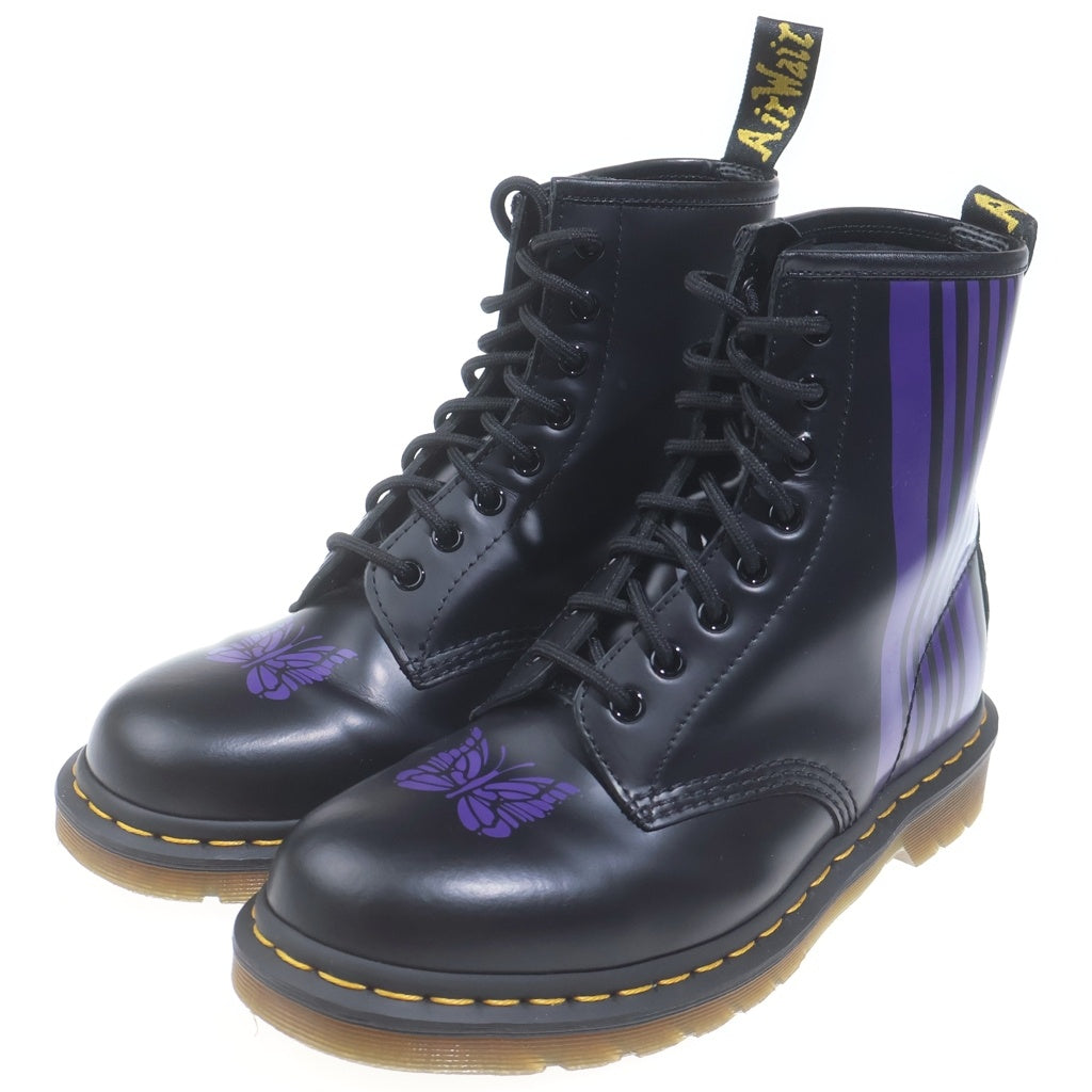 Dr.Martens(ドクターマーチン) ×Needles HE 1460 REMASTERED 26258011 ニードルズ 60周年記念 スムースレザー バタフライ ストライプ レースアップブーツ ブラック