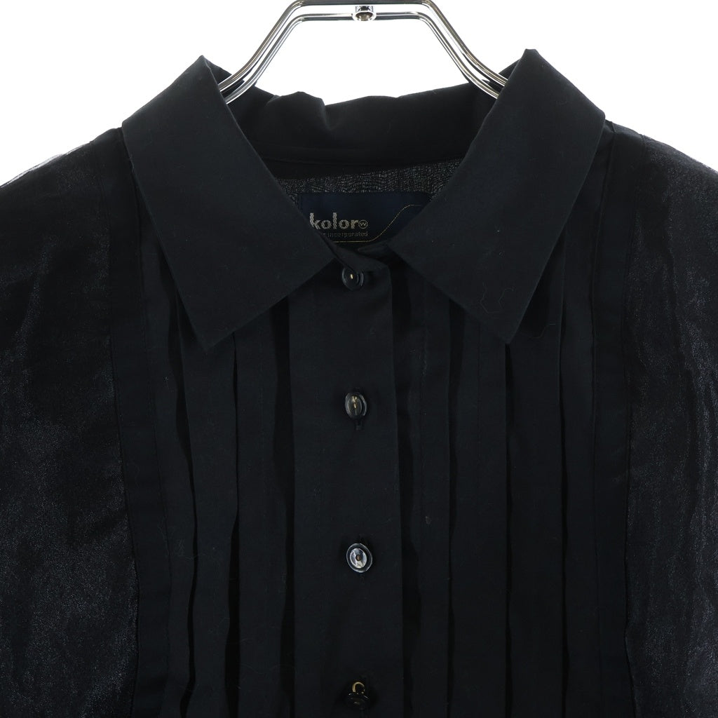 kolor(カラー) 16SS SHORT SLEEVE DRESS SHIRT ONE OIECE 16SCL-004124 ハーフボタン 半袖ドレスシャツワンピース ブラック レディース