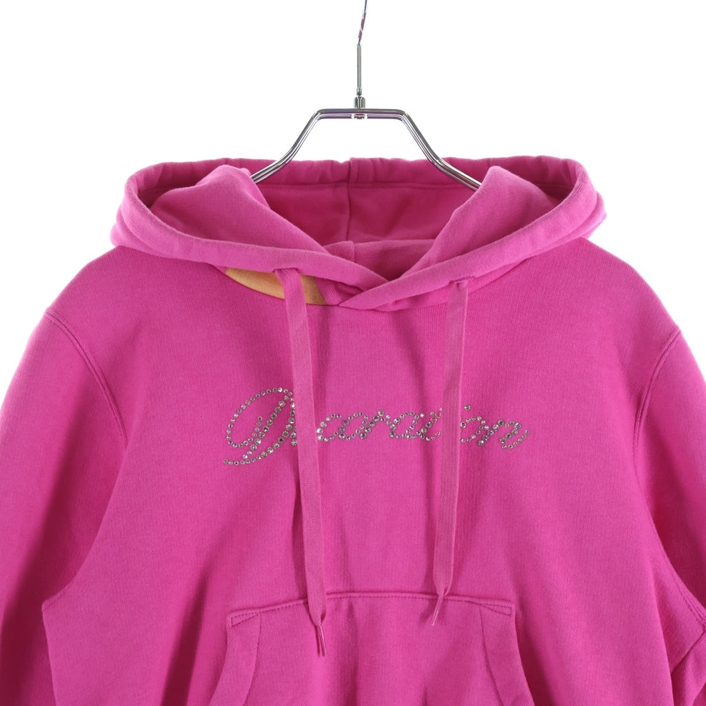 doublet(ダブレット) 22AW Rhinestone logo detail hoodie 22AW35CS231 ラインストーン ロゴ ディテール プルオーバーパーカー フーディー ピンク レディース