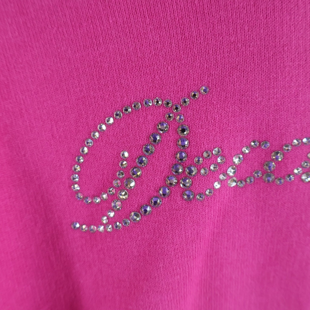 doublet(ダブレット) 22AW Rhinestone logo detail hoodie 22AW35CS231 ラインストーン ロゴ ディテール プルオーバーパーカー フーディー ピンク レディース