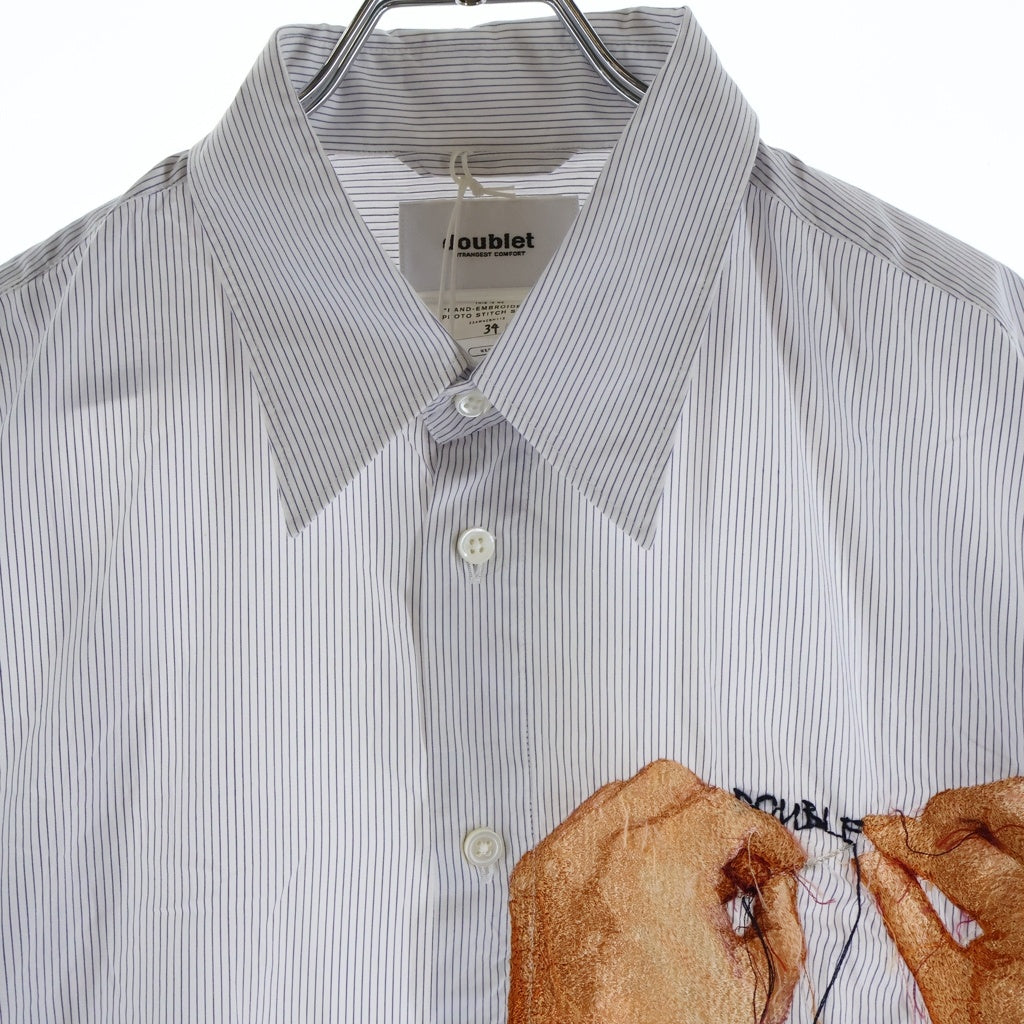doublet(ダブレット) 22AW HAND-EMBROIDERY PHOTO STITCH SHIRT 22AW40SH112 ハンド エンブロイダリー フォト ステッチ 長袖コットンシャツ ホワイト