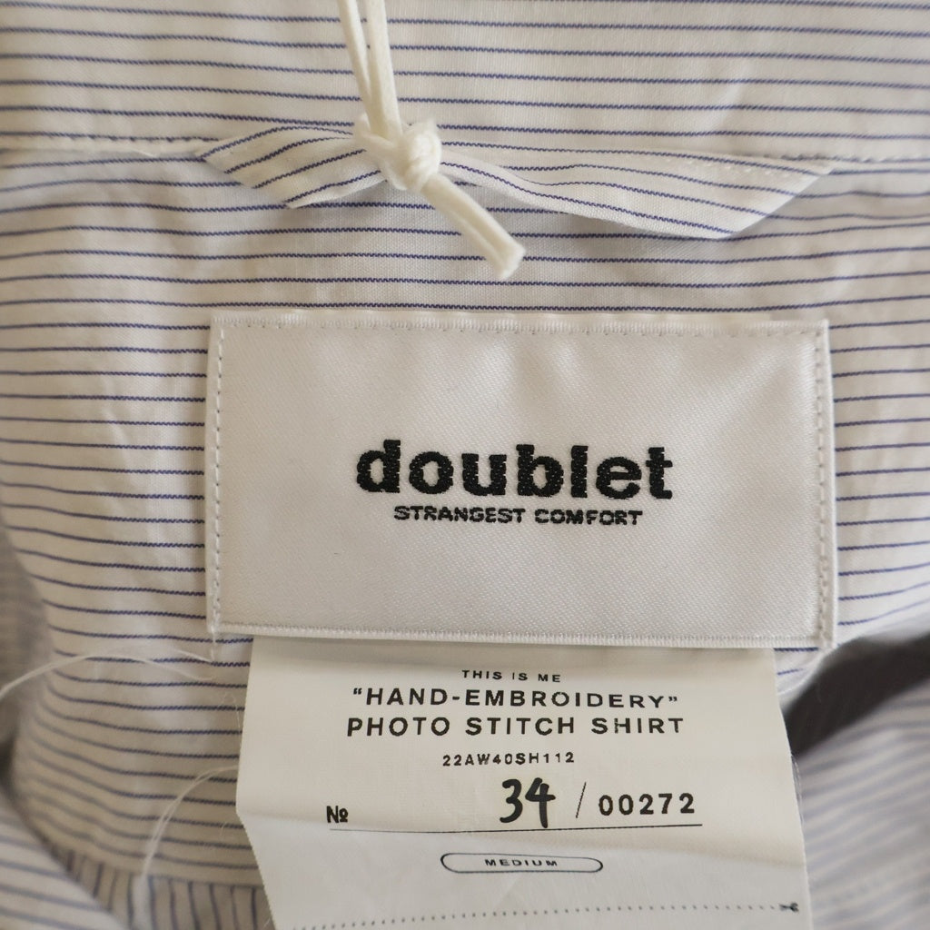 doublet(ダブレット) 22AW HAND-EMBROIDERY PHOTO STITCH SHIRT 22AW40SH112 ハンド エンブロイダリー フォト ステッチ 長袖コットンシャツ ホワイト