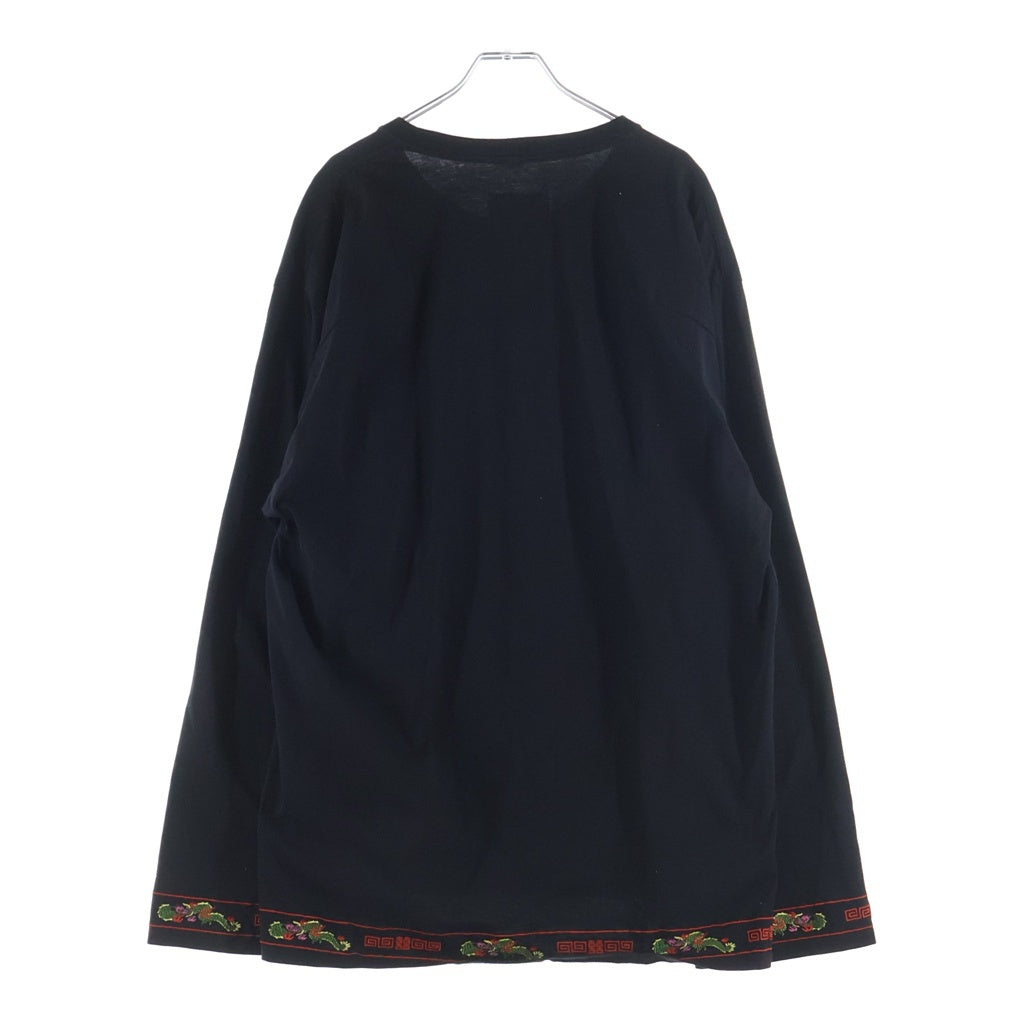 doublet(ダブレット) 20AW RA-MEN EMBROIDERY LONG SLEEVE T-SHIRT 20AW29CS158 ラーメン エンブロイダリー クルーネック長袖Tシャツカットソー ロンT ブラック
