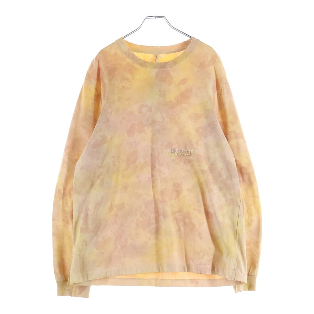 doublet(ダブレット) 22SS WASTE VEGETABLE DYED 22SS29CS210 ウェイスト ベジタブル ダイド フロントロゴ刺繍 クルーネック長袖Tシャツカットソー ロンT イエロー