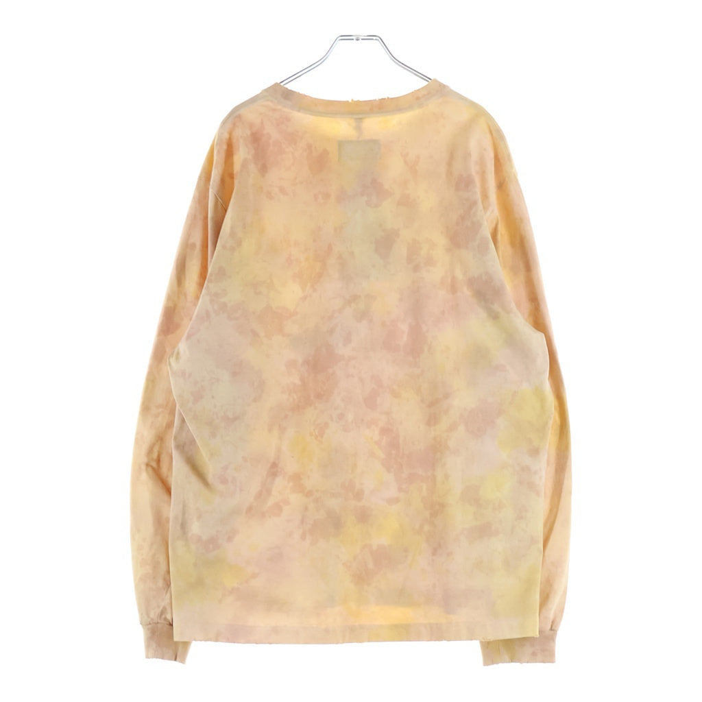 doublet(ダブレット) 22SS WASTE VEGETABLE DYED 22SS29CS210 ウェイスト ベジタブル ダイド フロントロゴ刺繍 クルーネック長袖Tシャツカットソー ロンT イエロー