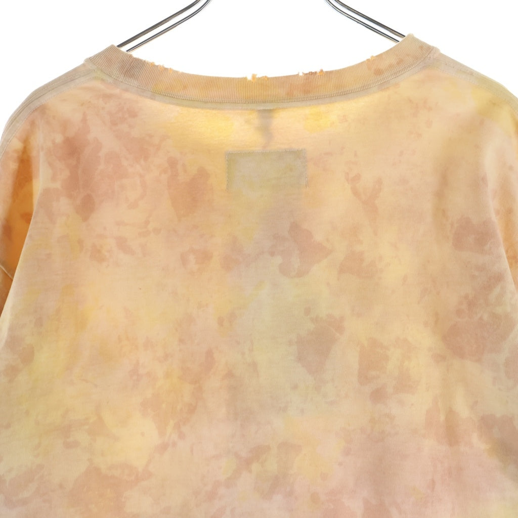 doublet(ダブレット) 22SS WASTE VEGETABLE DYED 22SS29CS210 ウェイスト ベジタブル ダイド フロントロゴ刺繍 クルーネック長袖Tシャツカットソー ロンT イエロー