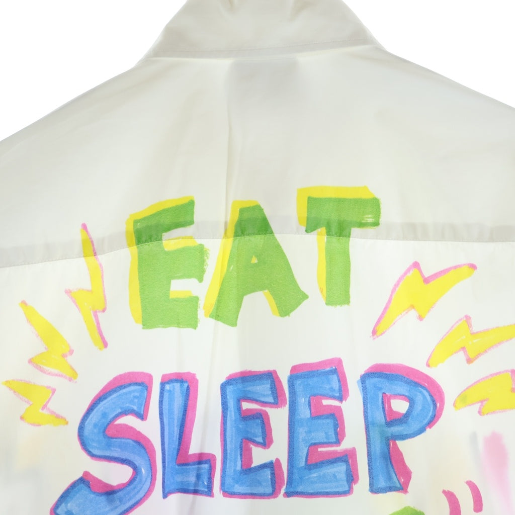 VETEMENTS(ヴェトモン) 20SS Scribbled Shirt スクリブルド コットン長袖シャツ グリッターロゴ ホワイト SS20SH281