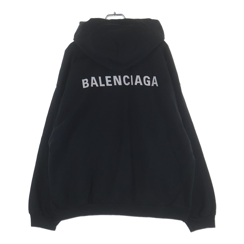 BALENCIAGA(バレンシアガ) Back Hoodie ミディアムフィット フロントロゴ刺繍プルオーバーパーカーフーディー ブラック 76877-TPVK2