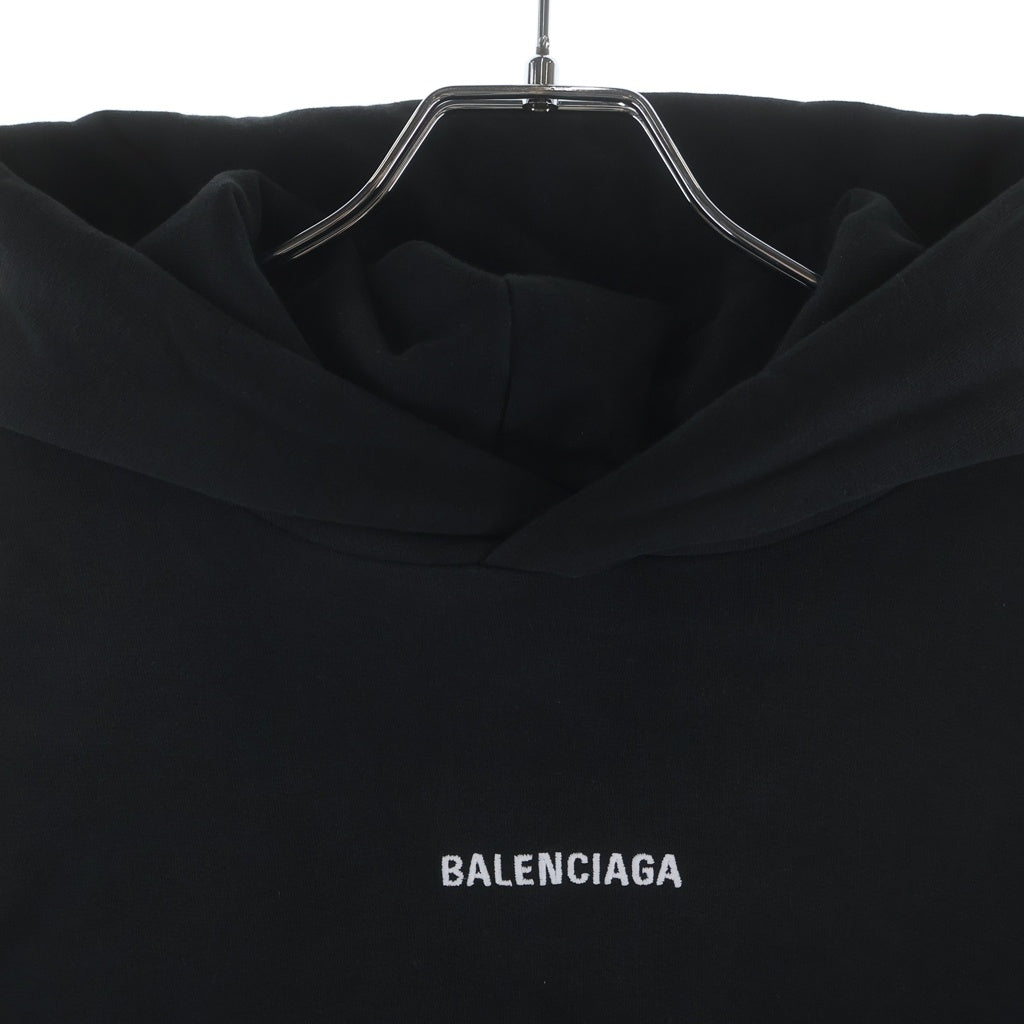 BALENCIAGA(バレンシアガ) Back Hoodie ミディアムフィット フロントロゴ刺繍プルオーバーパーカーフーディー ブラック 76877-TPVK2