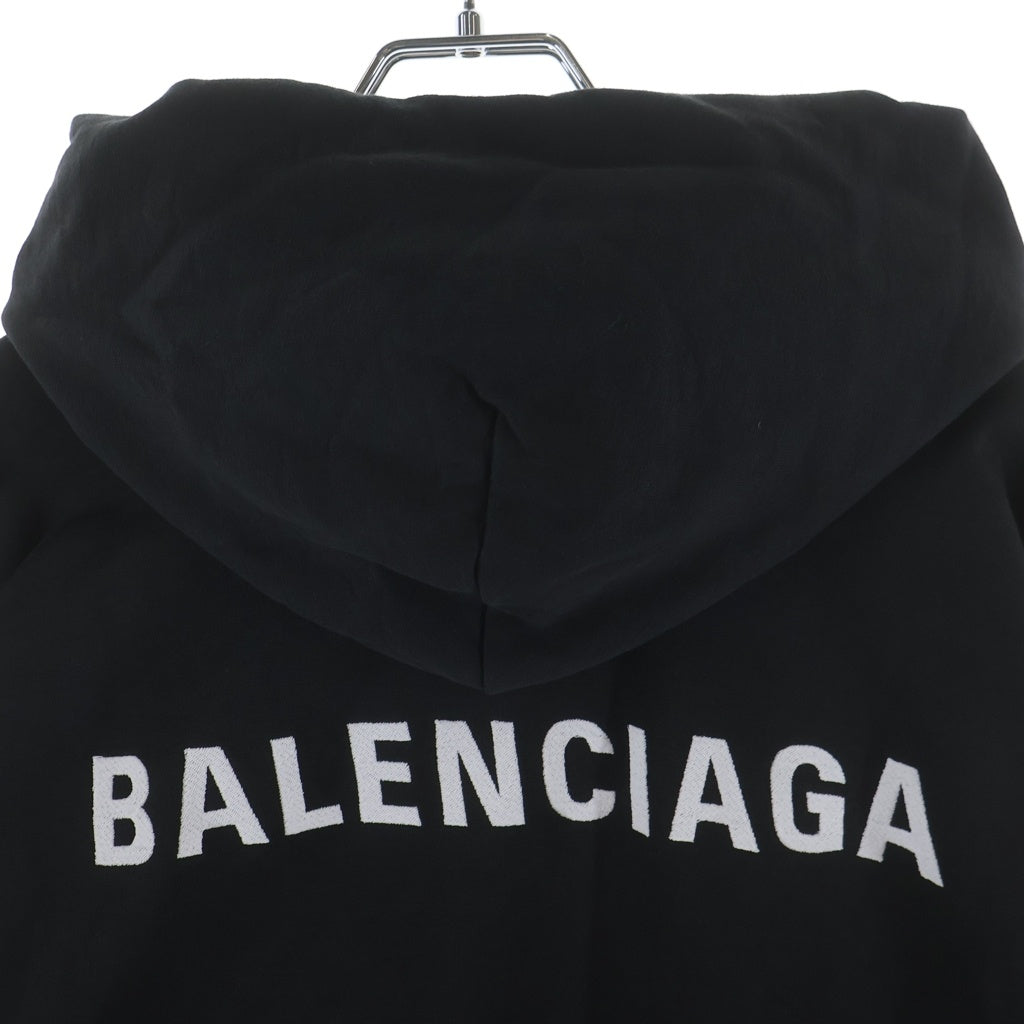 BALENCIAGA(バレンシアガ) Back Hoodie ミディアムフィット フロントロゴ刺繍プルオーバーパーカーフーディー ブラック 76877-TPVK2