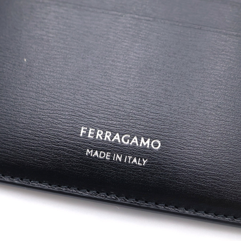 FERRAGAMO(フェラガモ) ブランドロゴプリント レザーカードケース ブラック FG661396 FG661396
