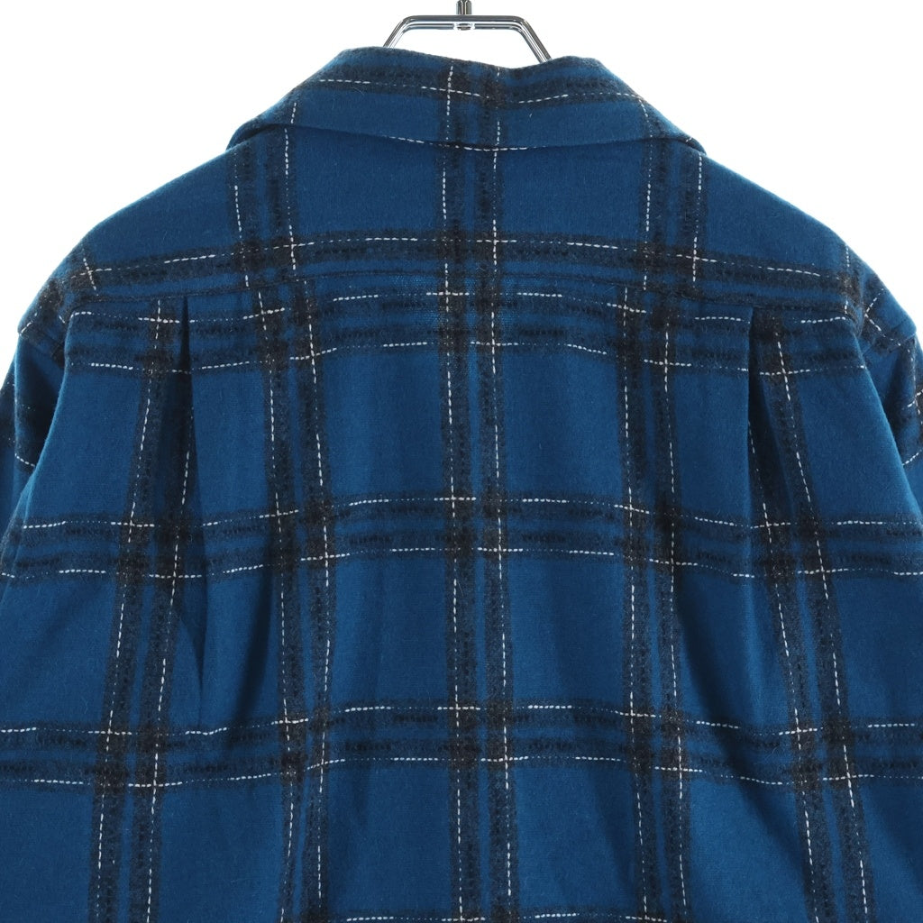 SUBCULTURE(サブカルチャー) 23AW WOOL CHECK SHIRT SCSH-A2303 オープンカラー 開襟 長袖ウールチェックシャツ ブルー SCSH-A2303