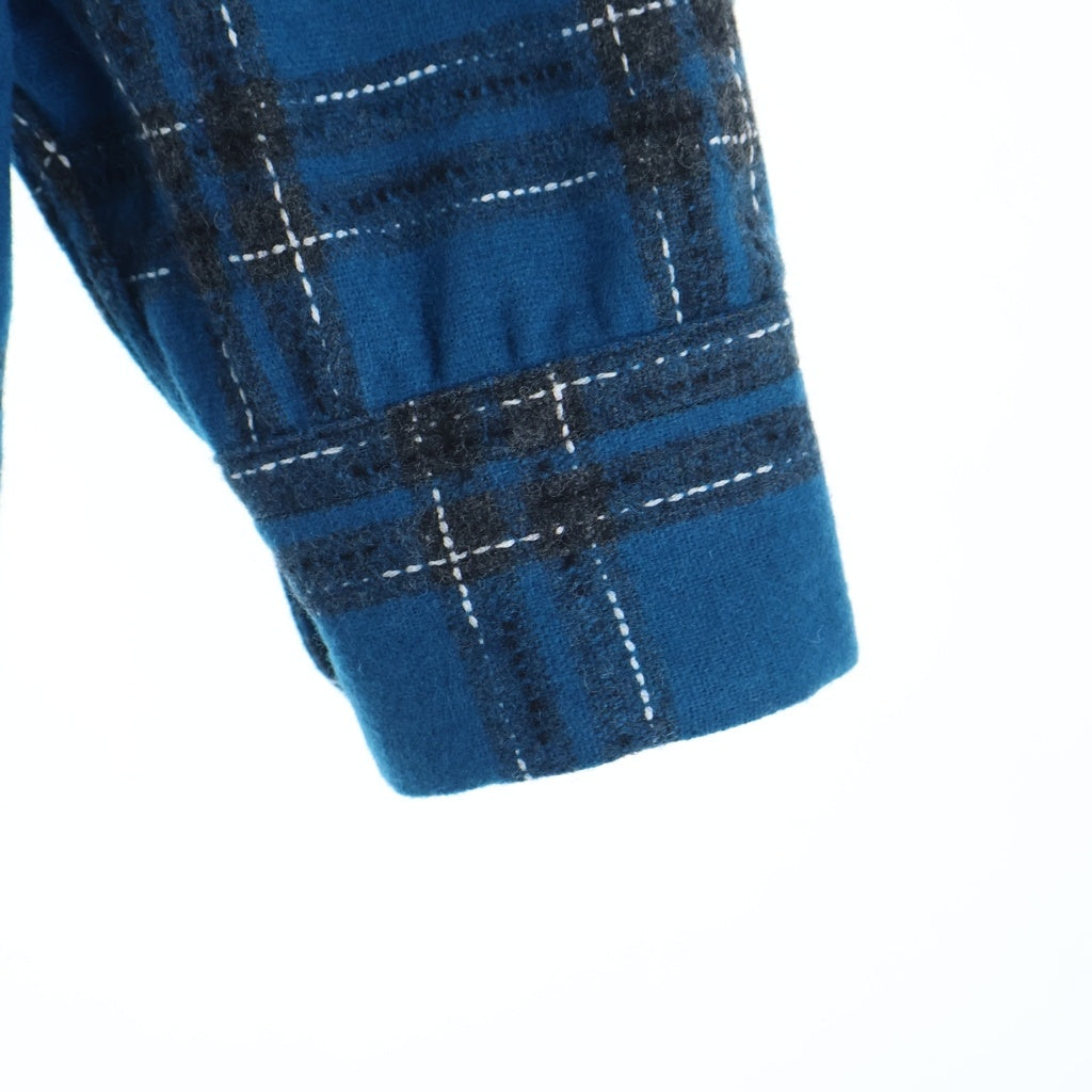 SUBCULTURE(サブカルチャー) 23AW WOOL CHECK SHIRT SCSH-A2303 オープンカラー 開襟 長袖ウールチェックシャツ ブルー SCSH-A2303