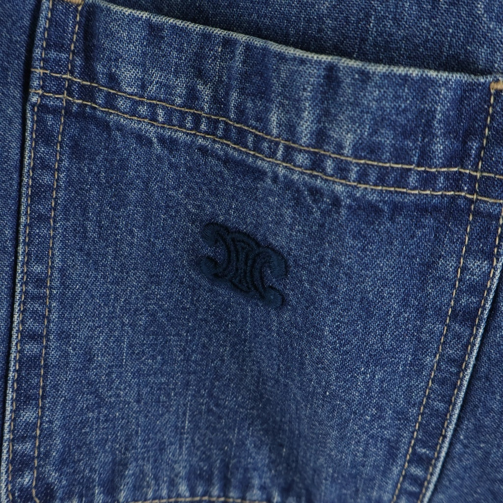 CELINE(セリーヌ) 21AW Wash Denim Shirt トリオンフ クロップド ウォッシュ デニムシャツ 長袖シャツ インディゴ レディース 2T187459N