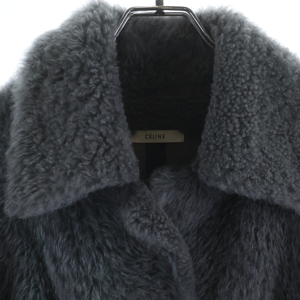 CELINE(セリーヌ) Lambskin Shearling Coat フィービー ファイロ期 ラムスキンシアリング ムートンコート グレー レディース 2 8S62/064A