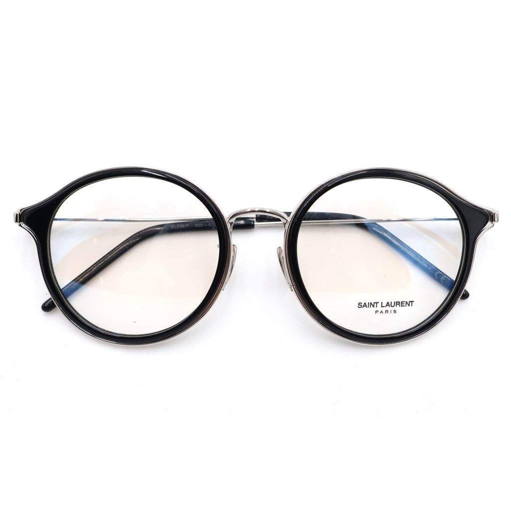 SAINT LAURENT PARIS(サンローランパリ) オーバルフレーム サングラス 眼鏡 アイウェア 52□21 145 ブラック/シルバー SL234/F 002