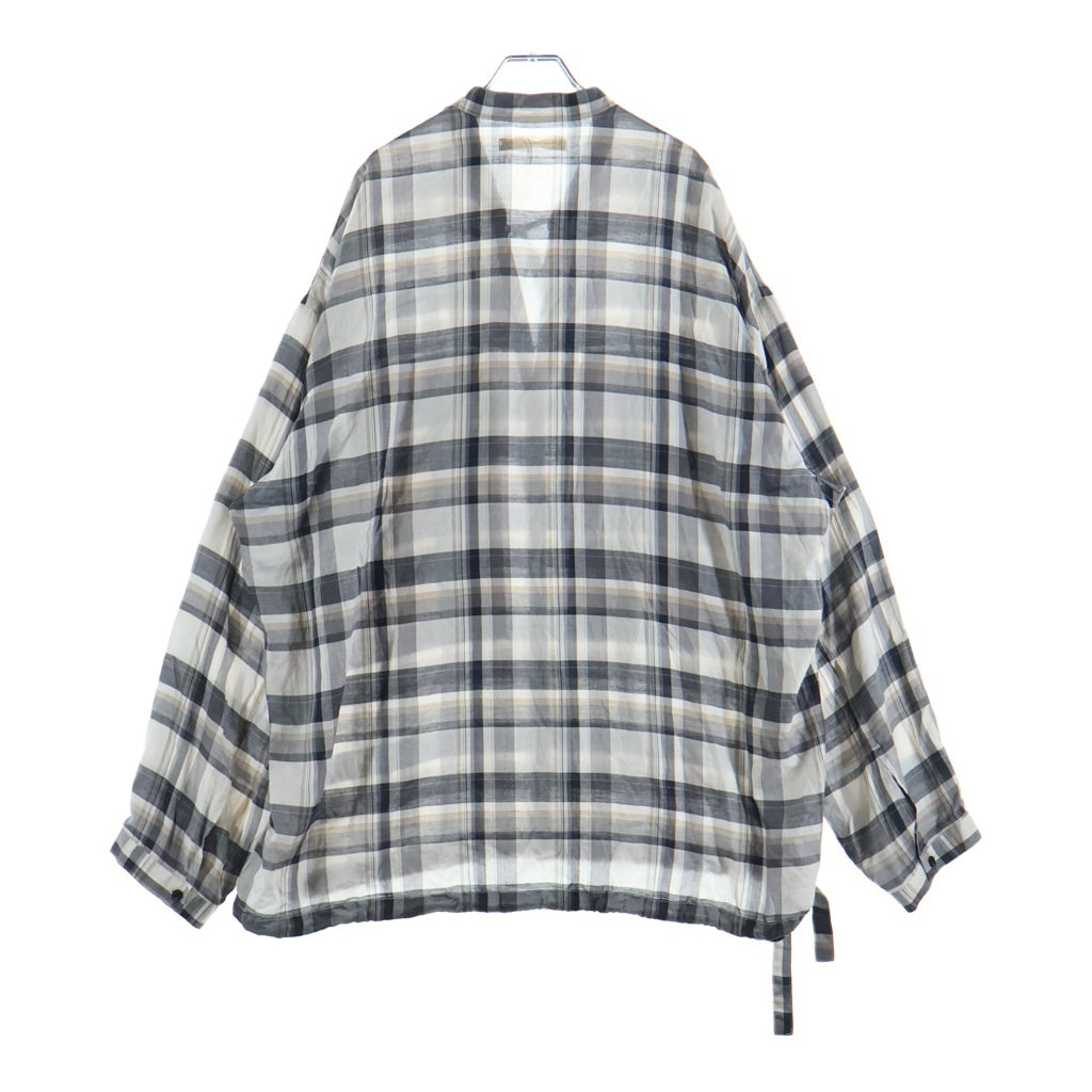 ANEI(アーネイ) ノーカラー 長袖チェックシャツ グレー AN0241_S1101_PL