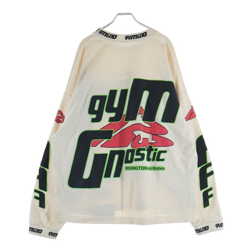 RIVINGTON roi Rebis(リヴィントンロイレビス) Fasting For Faster L/S Tee 両面プリント クルーネック長袖Tシャツカットソー ロングスリーブ ロンT ホワイト