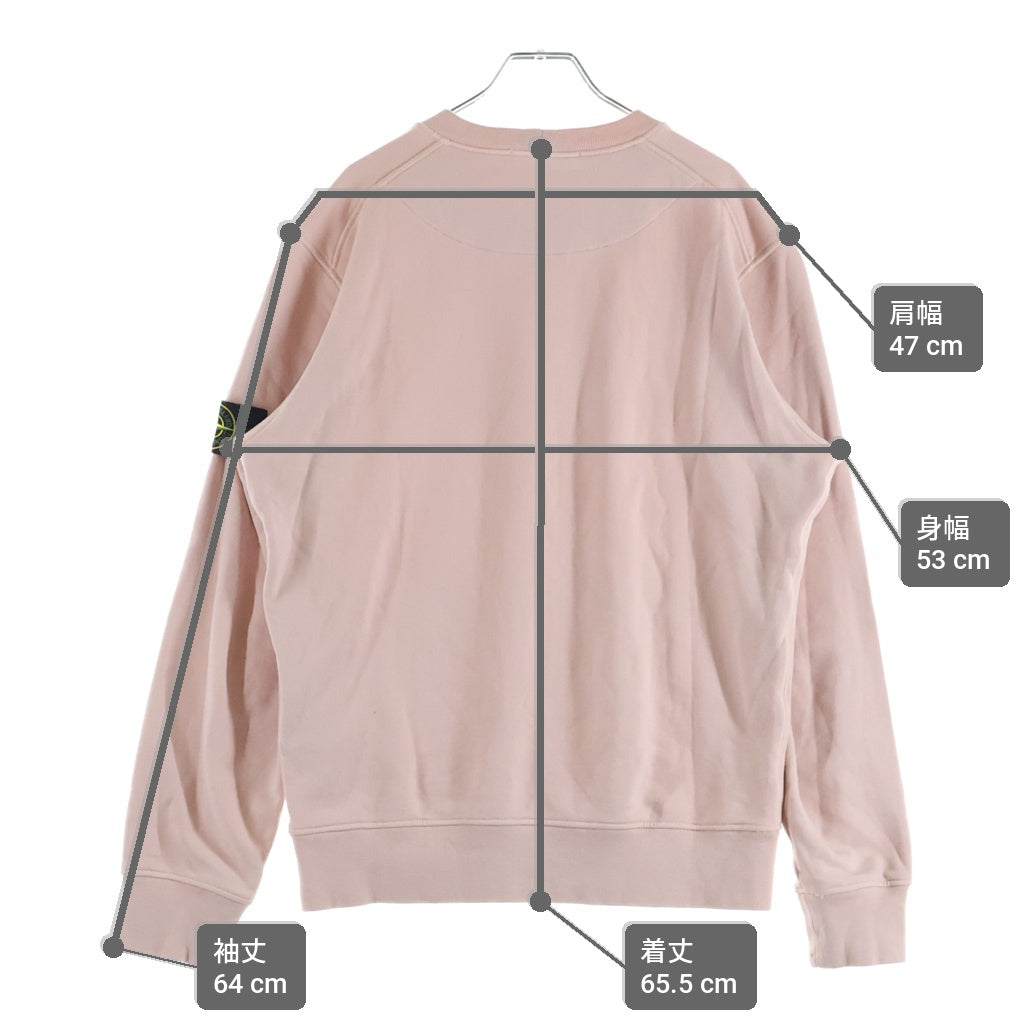 STONE ISLAND(ストーンアイランド) 25SS LOGO PATCH ORGANIC COTTON FLEECE K1S156100044S0051 ショルダーロゴワッペン コットン クルーネック長袖スウェットトレーナー ピンク