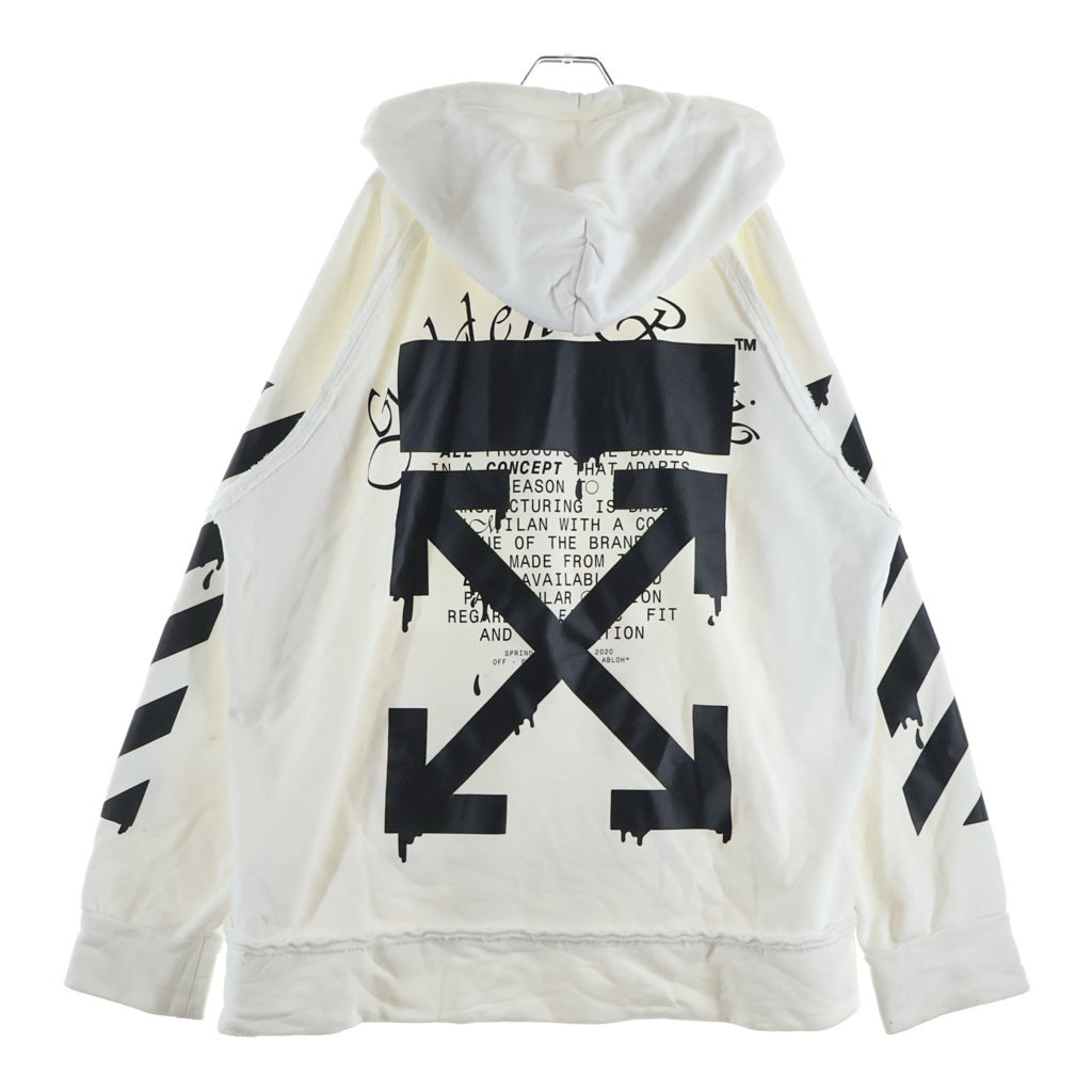 OFF-WHITE(オフホワイト) 20SS Dripping Arrows Incomp Hoodie OMBB057R20E30005 ドリッピング アローズ インコンプリート プルオーバーパーカー フーディー ホワイト OMBB057R20E30005