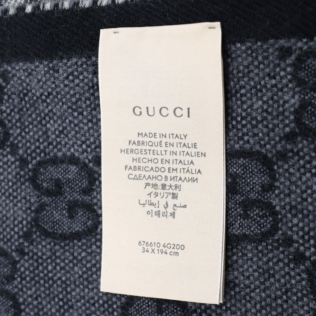 GUCCI(グッチ) GG Jaquard Scarf GGジャガード ウールマフラー グレー 676610 4G200