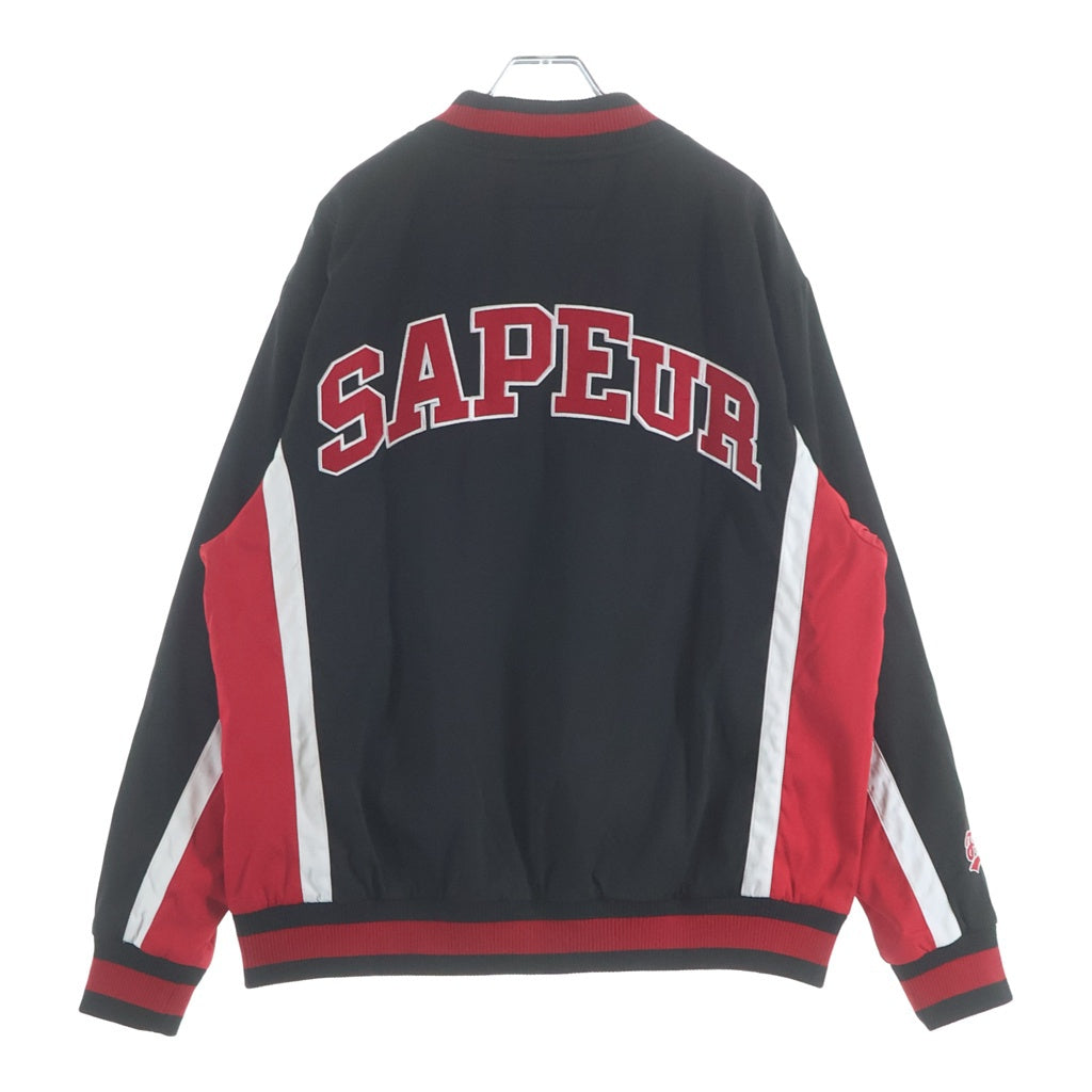 SAPEur(サプール) ×FR2 Jacket ロゴ刺繍 ボタンジャケット ブラック/レッド FRJ108