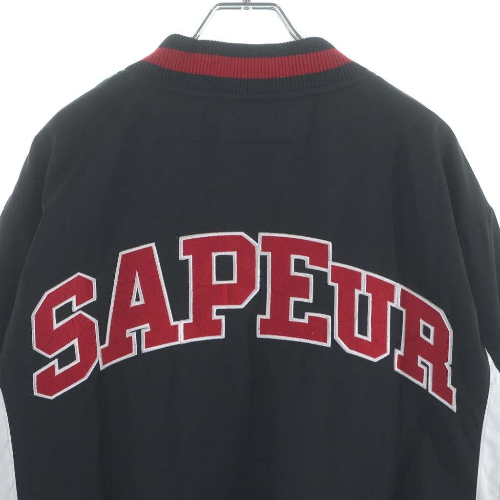SAPEur(サプール) ×FR2 Jacket ロゴ刺繍 ボタンジャケット ブラック/レッド FRJ108