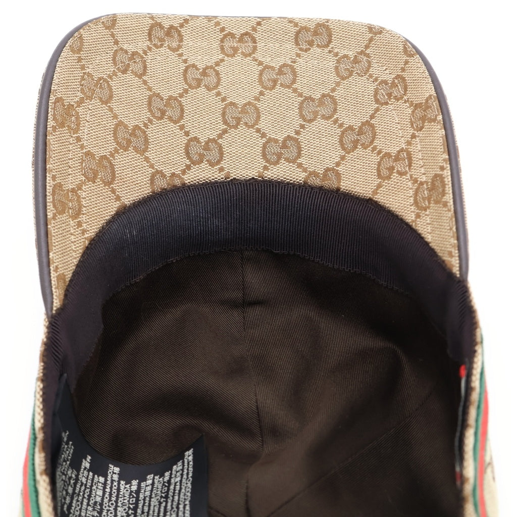 GUCCI(グッチ) ウェブ ストライプ GG ベースボールキャップ 帽子 ブラウン 200035 KQWBG