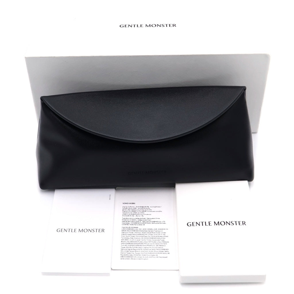 GENTLE MONSTER(ジェントルモンスター) 26SS SOHO ブラックアセテートフレーム ブラウンカラーレンズ スクエアサングラス 眼鏡 アイウェア ブラック