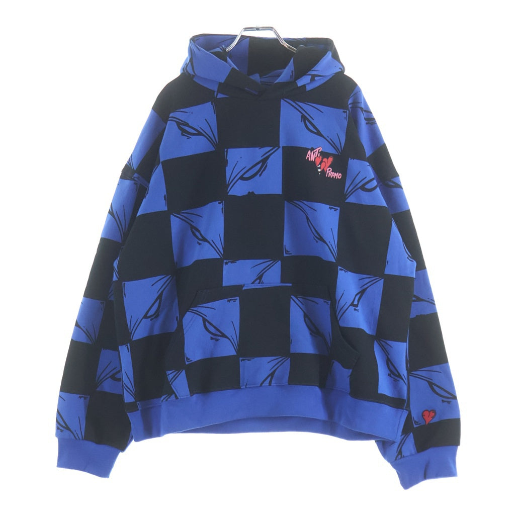 ANTI PROMO(アンチプロモ) ×MATTY BOY 99EYES HOODIE マッティボーイ ロゴプリントプルオーバーパーカー フーディ ブルー