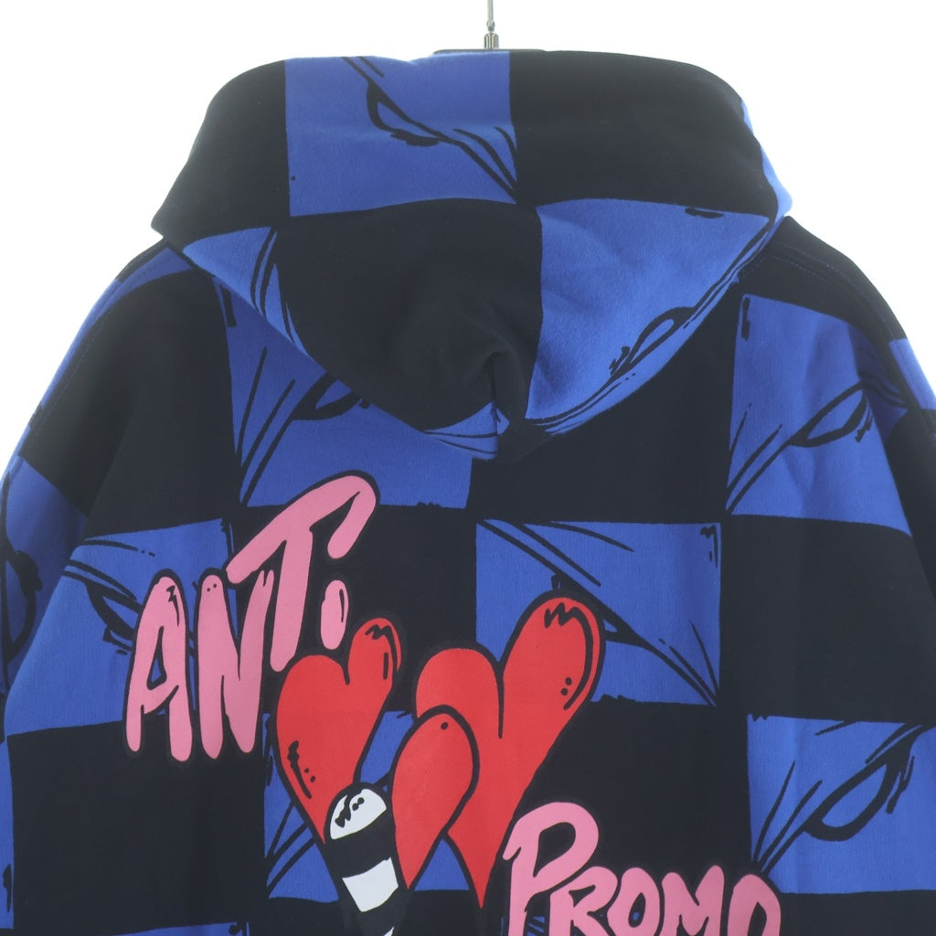 ANTI PROMO(アンチプロモ) ×MATTY BOY 99EYES HOODIE マッティボーイ ロゴプリントプルオーバーパーカー フーディ ブルー