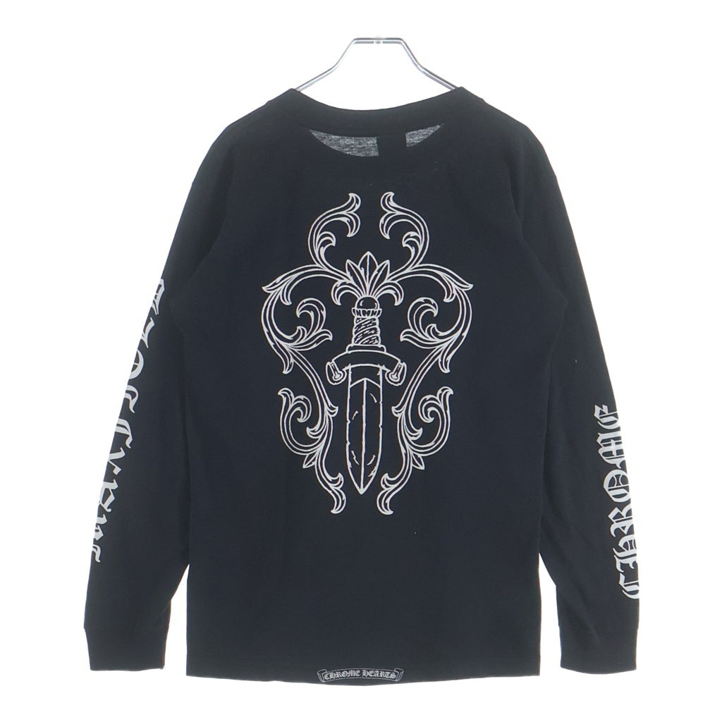 CHROME HEARTS(クロムハーツ) 90S OLD ×MAX FIELD LOS ANGELS DAGGER L/S TEE マックスフィールド オールド ダガープリント クルーネック長袖Tシャツカットソー ブラック