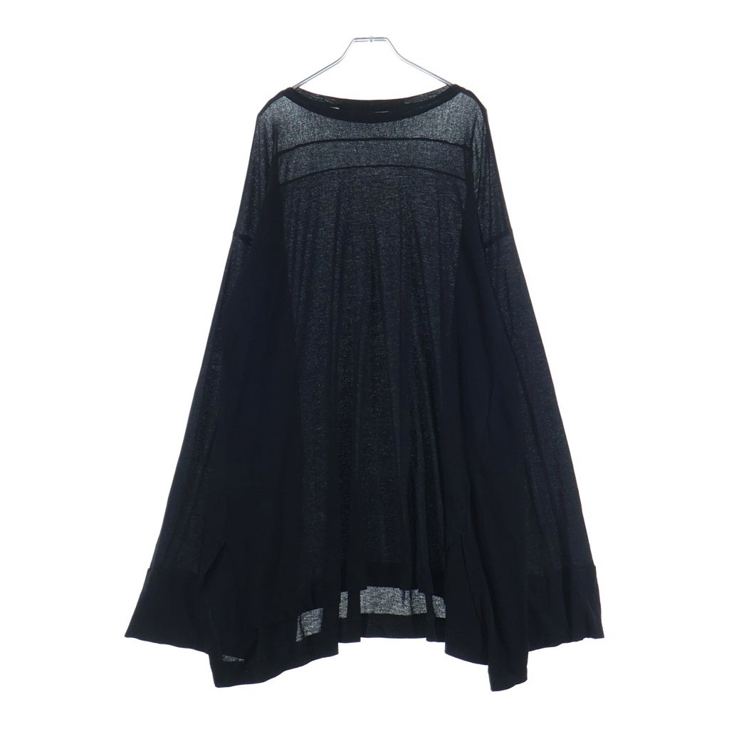 JULIUS(ユリウス) 17SS ベルスリーブドレープクルーネック長袖カットソー ブラック 577CUM15