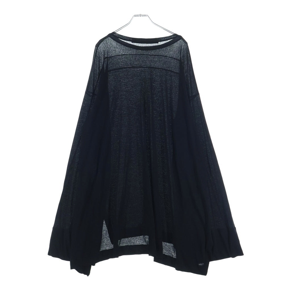 JULIUS(ユリウス) 17SS ベルスリーブドレープクルーネック長袖カットソー ブラック 577CUM15