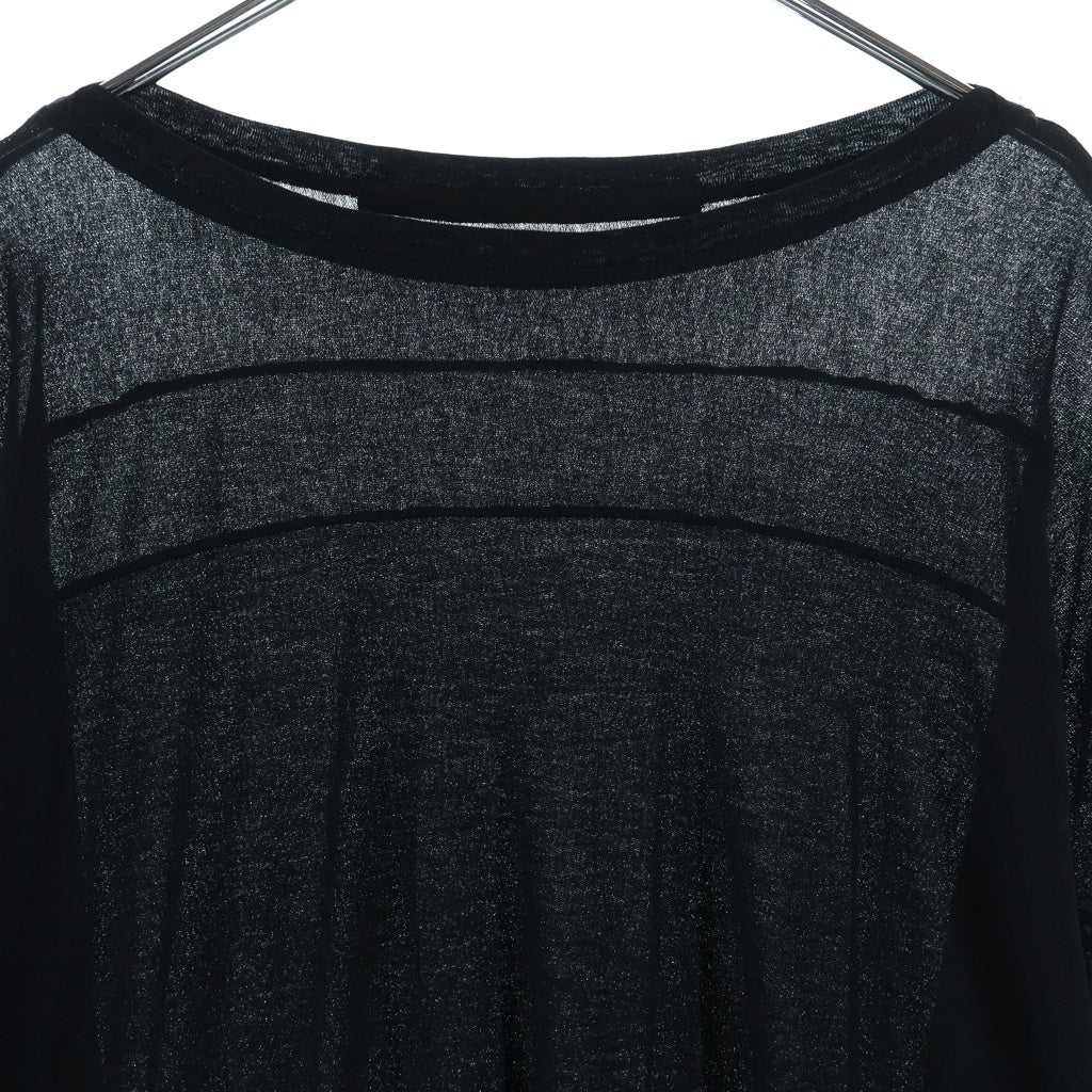 JULIUS(ユリウス) 17SS ベルスリーブドレープクルーネック長袖カットソー ブラック 577CUM15