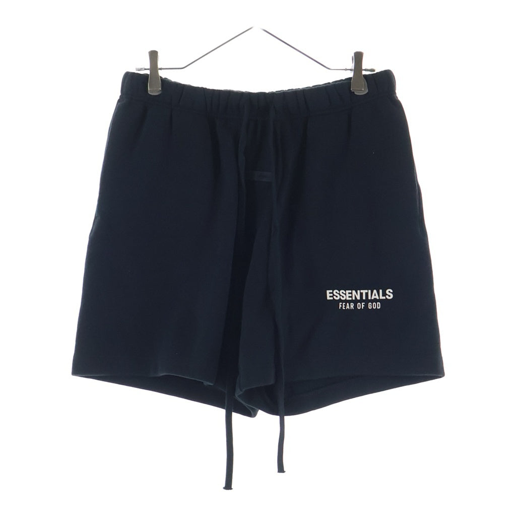 FEAR OF GOD ESSENTIALS(フィアオブゴッド エッセンシャルズ) 25AW CLASSIC SWEAT SHORT PANTS フロントラバーロゴプリント クラシック スウェットハーフパンツ ショーツ ブラック