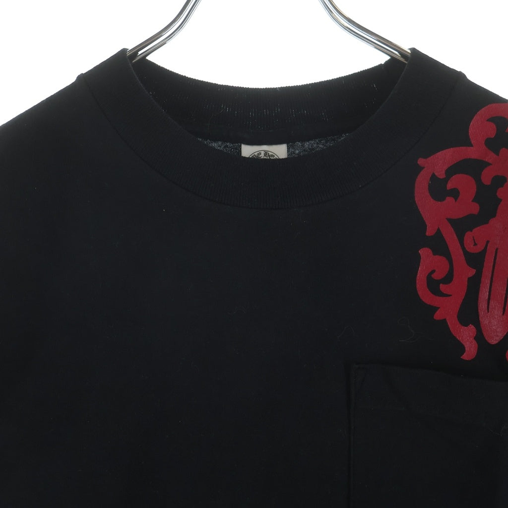 CHROME HEARTS(クロムハーツ) OLD S/S フロントヴァインダガープリント バックセメタリークロスプリントクルーネック半袖Tシャカットソー ブラック/レッド